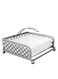 Elegant Flat Paper Napkin Holder with Dispenser Arm - Silver Napkin Holders for Table, Kitchen, Countertops &amp; Outdoor Tables - Square Metal Lattice Dinner Napkin Holder