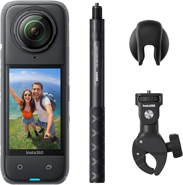 Insta360 X4 Motorcycle Bundle- 8K Waterproof 360 Action Camera, 4K Wide-Angle Video, Invisible Selfie Stick, Removable Lens Guards, 135 Min Battery Life, AI Editing, Stabilization, No Micro SD Card