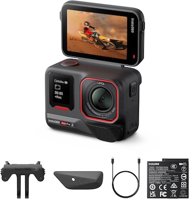INSTA360 ACE PRO 2   Dual Battery Bundle   Action Camera, Co-Engineered with Leica, 8K AI-Powered Ultra HD, Advanced Stabilization, Waterproof Design, Compact and Rugged &ndash; Black