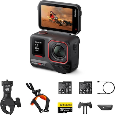 Insta360 Ace Pro 2 Motorcycle Bundle -8K Waterproof Action Camera Co-Engineered With Leica, 1/1.3&quot; Sensor, Dual AI Chip, Leading Low Light, Superior Audio, Flip Screen &amp; AI Editing For Vlogs