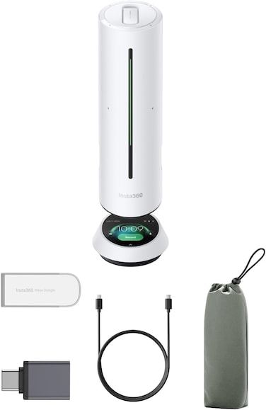 Insta360 Wave Standard Bundle  AI Noise-Cancelling Speakerphone, Full Duplex Audio with 8-Mics, 16 ft Voice Pickup, 32 GB Meeting Recorder, for Video Calls, Meetings, Conferences, Podcasts, White