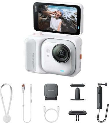 Insta360 GO Ultra Creator Bundle Arctic White - Tiny 4K Cam, Lightweight &amp; Portable, Low Light Excellence, Mount Anywhere, FlowState Stabilization, 200 Min Battery Life