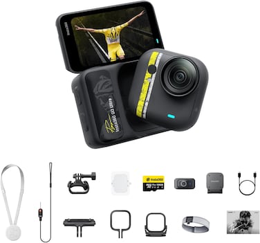 Insta360 GO Ultra Tadej Pogacar Edition Cycling Bundle  Compact 4K 60 FPS Action Camera + Mounts, Accessories &amp; 128GB microSD, Capture Smooth POV Cycling, Adventure &amp; Daily Life, Black