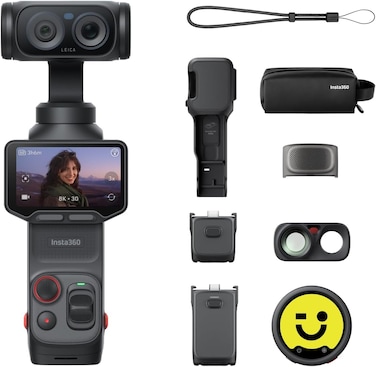 Insta360 Luna Ultra Creator Bundle  8K Pocket Size Gimbal Camera w/ Dual Leica Lens System, Standard Kit + Battery Handle + Mic Pro Tx + Wide-Angle Lens + Carry Case, For Content Creators, Black