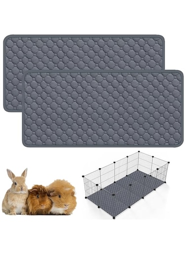 JCD Guinea Pig Cage Liners for C&amp;C 19.7 x13.8in 2 Pack, Washable Guinea Pig Pee Pads, Waterproof Reusable &amp; Anti Slip, Super Absorbent Guinea Pig Bedding for Small Animal, Rabbit, Bunny, Chinchilla