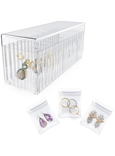 NALACAL Acrylic Jewelry Box Organizer, Clear Jewelry Storage Case with 20 Anti-Oxidation PVC Bags, for Necklaces, Rings, Earrings, and Bracelets &ndash; for Teen Girls and Women