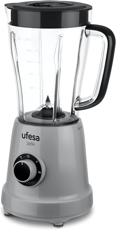 UFESA Blender, Spice Grinder Attachment, 500W, 1.5L Pitcher, 2 Speeds With TURBO, 4 Stainless Steel Blades, BPA Free, BS4709 Jade, Silver