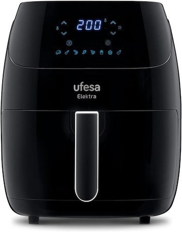 Ufesa Elektra Oil Free Air Fryer, 5L, Digital Touch Control, 8 Programmes, 1500W, APP with Recipe Box, Adjustable Temperature and Time, Anti-Stick Tray and Pan, Anti-Stick Tray and Pan