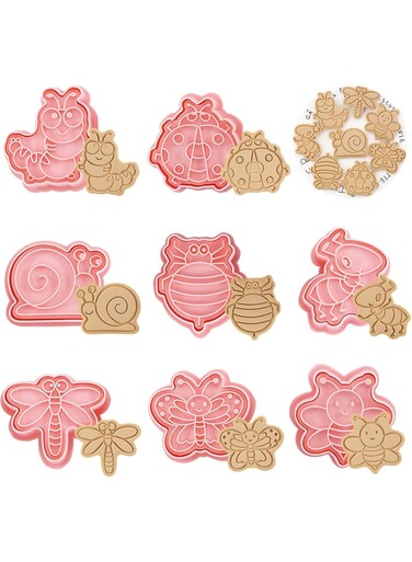Cookie Cutters Set for Cartoon Insect Shape, 3D Biscuit Cutter Kit, Cute Cookie Cutters for DIY Cutting Cookie Dough, Fondant, Soft Fruits, Bread, Sandwiches, Cheese, or Craft Clay, 8 Pieces