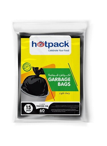Garbage Bag, 60 Gallon, 15 Pieces Black 95x120cm