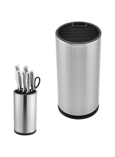 TTBDDM Round Knife Block, Stainless Steel Knife Block, Kitchen Knife Holder, with Scissor Slot and Drain Hole, for Storing Miscellaneous Knives and Scissors, Round