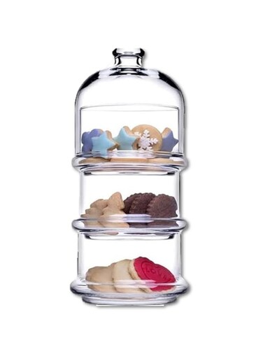 Fitto 3-tier Glass Stackable Jar - Clear Apothecary Jars with Lid - Storage Container for Food, Candy, Biscuit, Cookie, Kitchen and Bathroom Organizer, Glass Pantry Jars