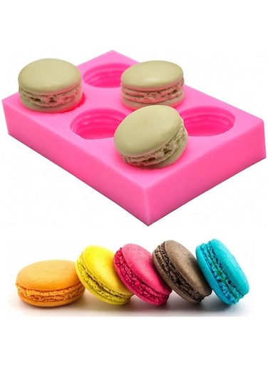 MoldFun 6-Cavity 3D Macaroon/Macaron Hamburger Silicone Mold for Fondant, Cake/Cupcake Decorating, Baking, Gum Paste, Chocolate, Candy, Polymer clay, Mini Soap, Bath Bomb