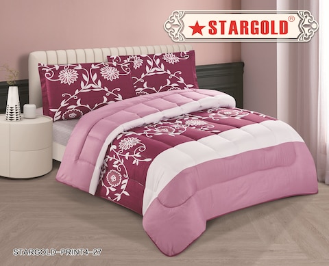 STARGOLD Microfiber Solid 4 Pieces Comforter Set Fitted Sheet, Pillowsham, Comforter 170X230 CM King Size Mattress SG-CP2016