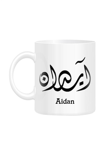 Styles Arabic Calligraphy Name Aidan Printed Mug White