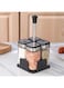 Glass Spice Jar Set with Stand, 4 Square Containers 120ml, Stainless Steel Lids, Kitchen Storage Organiser, spices Storage Glass bottles