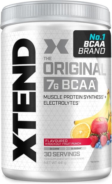 XTEND Original BCAA Powder Knockout Fruit Punch 30 Servings   7g BCAAs Per Serving   Sugar Free Branched Chain Amino Acids and Electrolytes Powder for Post Workout Muscle Recovery and Hydration