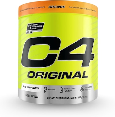 C4 Original Pre-Workout Powder Explosive Energy, Focus &amp; Endurance with Beta-Alanine, Creatine, and Arginine, Orange Burst - 50 Servings