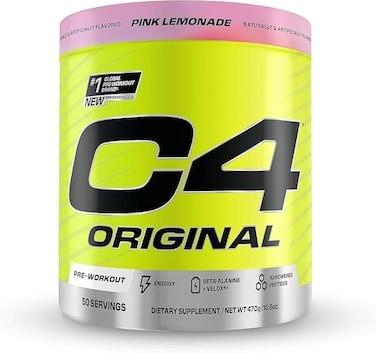 C4 Original Pre-Workout Powder Explosive Energy, Focus &amp; Endurance with Beta-Alanine, Creatine, and Arginine, Pink Lemonade - 50 Servings