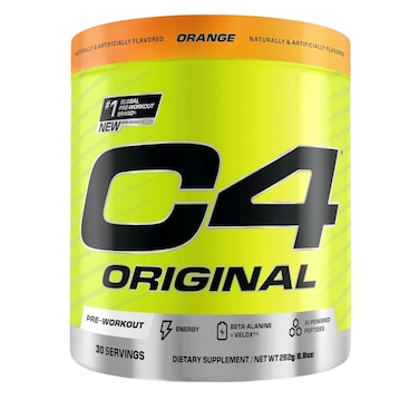 C4 Original Pre Workout Powder with Zero Sugar, Beta-Alanine, Vitamin C, for Energy, Focus &amp; Performance, Orange Burst Flavor &ndash; 30 Servings