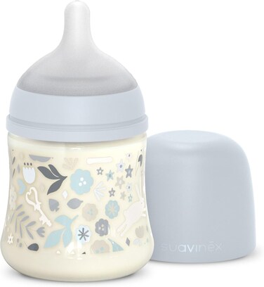 Suavinex Polyamide Baby Feeding Bottle With Slow-Flow Physiological Nipple Teat, Mimics Natural Breastfeeding Experience, 0+ Months 150ml - Blue