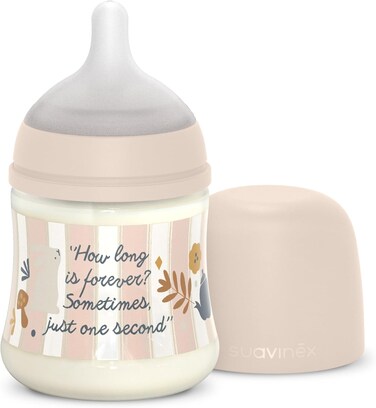 Suavinex Polyamide Baby Feeding Bottle With Slow-Flow Physiological Nipple Teat, Mimics Natural Breastfeeding Experience, 0+ Months 150ml - Pink