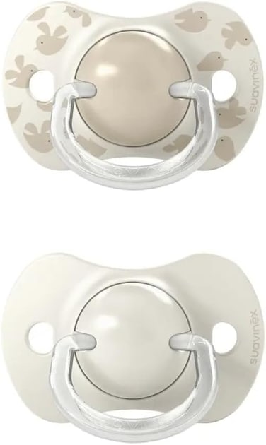 Suavinex, Pack Of 2 Pacifiers For Babies 6/18 Months, With Physiological SX Pro Silicone , Symmetrical And Flexible, Respects Teeth And Jaw Development, Birdies Beige
