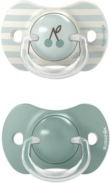Suavinex, Pack Of 2 Pacifiers For Babies 18 Months And Above With Physiological SX Pro Silicone Teat, Symmetrical, Flat And Flexible, Respects Teeth And Jaw Development, Birdies Vert