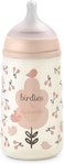 Suavinex, Anti-Colic Bottle 270 ml With Physiological SX Pro Silicone Teat, Medium Flow (M), For Medium Density Liquids, Milk, Juice Or Water, Babies +3 Months, Birdies, Pink