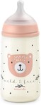 Suavinex, 270 ml Bottle With Physiological SX Pro Silicone Teat With Anti-Colic Valve, Medium Flow (M), For Liquids, Milk, Juice Or Water, Babies +3 Months, Wild&amp;Free Pink