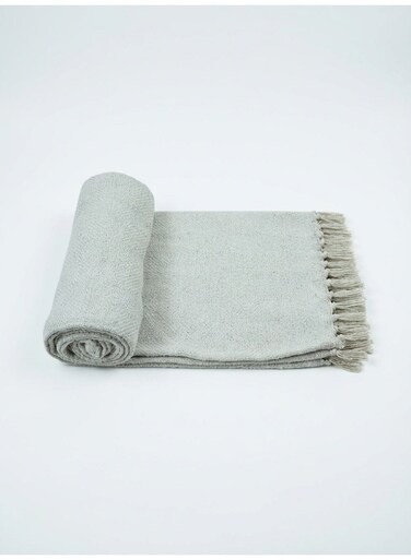 130 x 160 cm Cotton Woven Wooly Cotton Knitted Throw White Blanket 400GSM Thick Cozy Bohemian Decorative Tassel Fringe For Sofa Couch and Bed