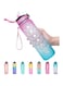 Cutiecute 32 oz Motivational Water Bottle with Time Marker &amp; Straw - BPA Free &amp; Leakproof Tritian Frosted Portable Reusable Fitness Sport 1L Water Bottle for Office Gym Workout (Pink-Blue)