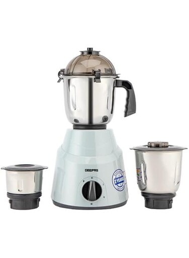 Geepas 3-IN-1 Mixer Grinder  800W Powerful Copper Motor with Stainless Steel Jars (1.5 L, 1.0 L, 0.5L) and Blades 2 Years Warranty