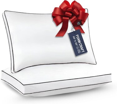 CRAFT&Acirc;&reg; Queen Bed Pillows for Back &amp; Side Sleepers - Cooling &amp; Fluffy Gusseted Design, Pack of 2