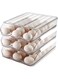 MesRosa Egg Holder for Fridge,Automatically Rolling Egg Storage Container for Refrigerator,Egg Organizer for Fridge with Lid,Clear Plastic Dispenser, Tray &amp; Box -3 Layer