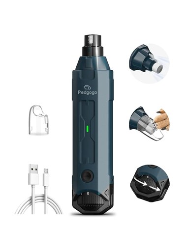 Pedgogo 6-Speed Dog Nail Grinder Dog Nail Clippers for Large Dogs Super Quiet(45 db) with Dual LED Safety Lights 12000RPM &amp; Rechargeable Dog Nail Trimmer Painless Grooming for Large Medium Small Pets