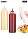 2 Pack 1000ml Plastic Squeeze Condiment Bottles, Clear Multi-purpose Sauce Dispensers for Syrup, Ketchup ,Dressing Oil and Honey,Leak proof and Portable