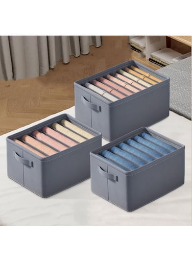 TAME Large Wardrobe Clothes Organizer, 3 Pack Closet Organizers and Storage, 21 Grids Foldable Drawer Dividers Organizers for Clothes Pants Shirts, Washable Clothing Bins Closet Storage Organizer