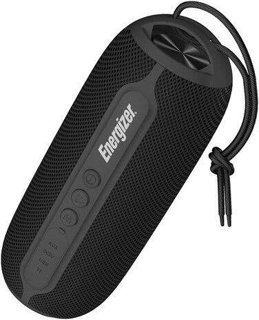 Energizer BTS-162 BTS Portable Bluetooth Speaker, IPX6 Waterproof, 16W RMS 8Wx2 - Dual Core Speakers, FM, MicroSD, USB And AUX Slots Black