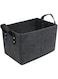 Aputue Felt Storage Basket, Black Open Storage Bins Boxes with Handle, Foldable Felt Basket Storage Bins, Felt Baskets for Storage Suitable for Clothes, Toys, Baby Products, Books
