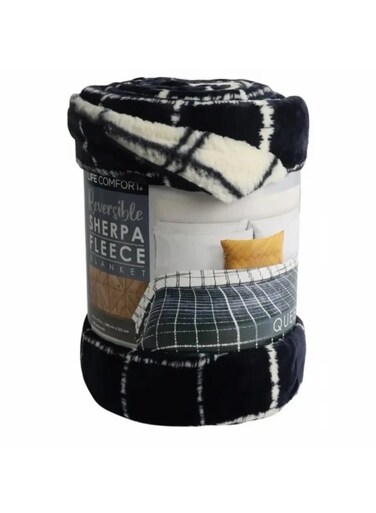 Comfort Luxe Reversible Sherpa Fleece Blanket   Oversized 200cm x 240cm   Winter Collection