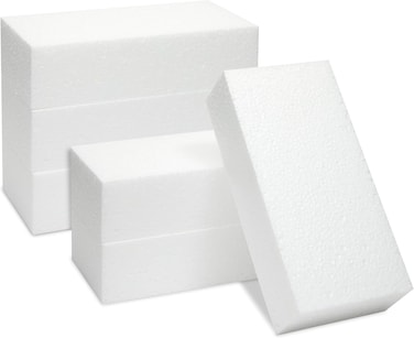 CRAFT MAGIC 6-Pack Rectangular Foam Blocks &ndash; Polystyrene Craft Blocks for DIY Projects, School Crafts and Art Modelling (8 &times; 4 &times; 2 in)