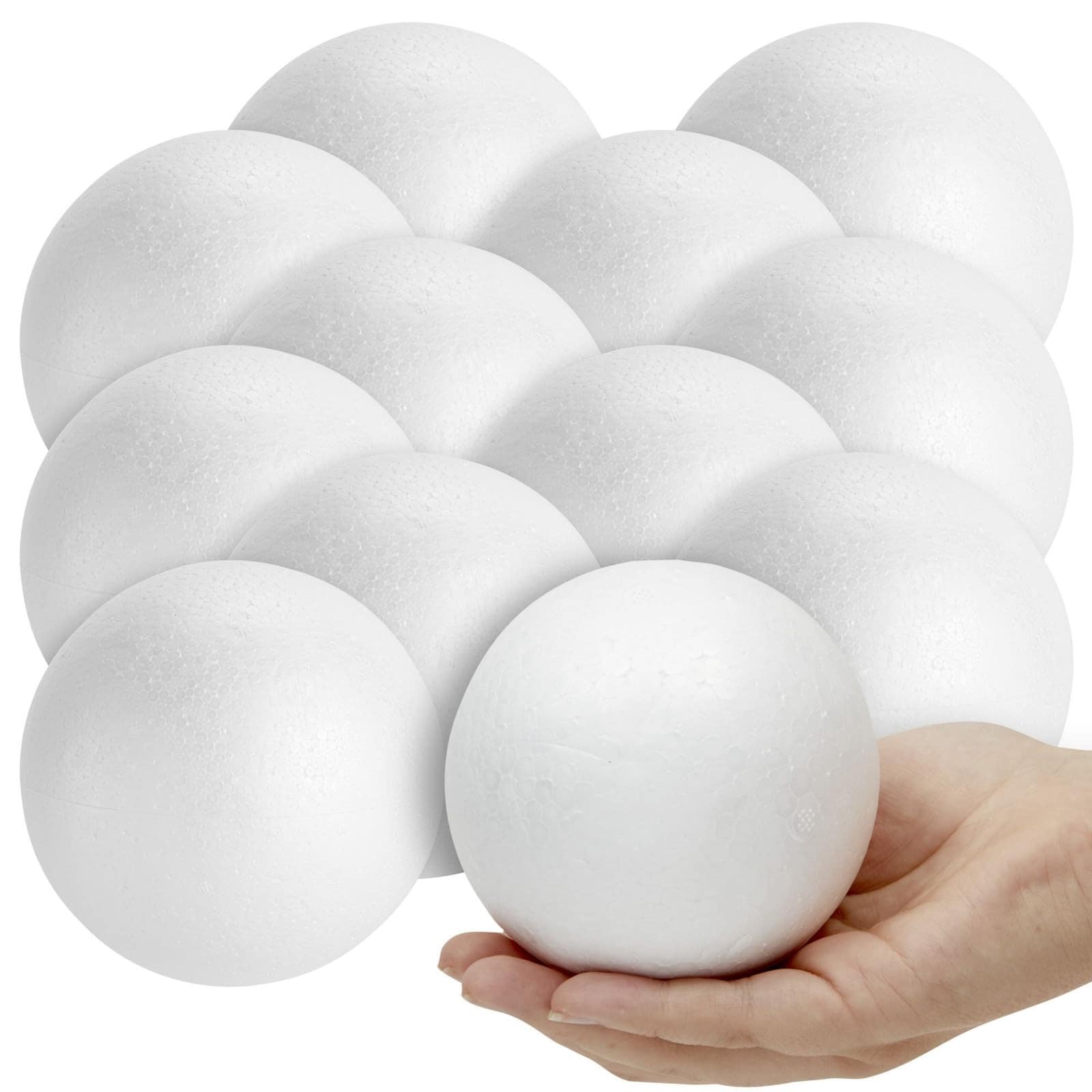 Buy 4-Inch White Foam Balls for Crafts - Pack of 12 Polystyrene Spheres ...
