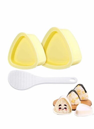 2 Pack Triangle Sushi Maker &amp; 1 Pack White Rice Paddle Triangle Onigiri Rice Ball Mold Kit for Japanese Home DIY Children Bento Large &amp; Small Triangle Sushi Press Set Kitchen Tool for Musubi