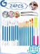 24 Pieces Cookie Decorating Fondant Cake Decorating Tool Set Include Brushes Sugar Stir Needle Fondant Modeling Tool Elbow and Straight Tweezer(Blue)