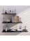 FALAHOM 3 Set Floating Shelves, Rustic Wooden Shelf with Metal Brackets for Wall Decor,No Drilling 2 Way of Wall Mounted Shelves,for Storage Hanging Shelf for Bathroom Living Room Kitchen (Black)