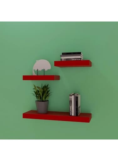 FEELINGS Wall Shelf, Floating Rectangle, 80cm (RED)