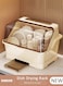 Dish Drying Rack with Lid, Large Dish Rack for Kitchen Cabinets, Plastic Dish Drainer with Drainboard Tray, Kitchen Plate Cup Tray Cutlery Drainer, Space Saving Kitchen Countertop Organizer, Dustproof Nursing Baby Bottle Drying Rack Storage Box