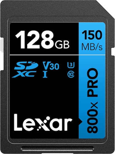 Lexar 128GB High-Performance 800x PRO SDXC UHS-I Memory Card, C10, U3, V30, 4K UHD Video, Up To 150MB/s Read, For Point-and-Shoot &amp; Mid-Range DSLR Cameras, HD Camcorders (LSD0800P128G-BNNNU)