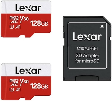 Lexar E-Series 128GB Micro SD Card (2 Pack) microSDXC UHS-I Flash Memory Card with Adapter 100MB/s (International Version)